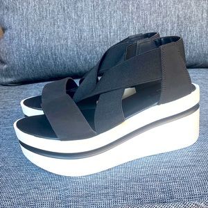 Shu Shop size 6 black/white sandals. Worn once. Excellent condition